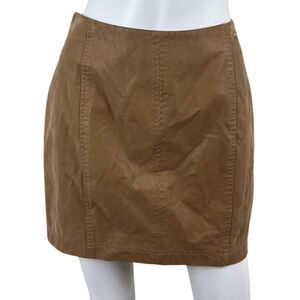 Free People Womens Size 4 Tan Faux Suede Leather Mini A Line Skirt